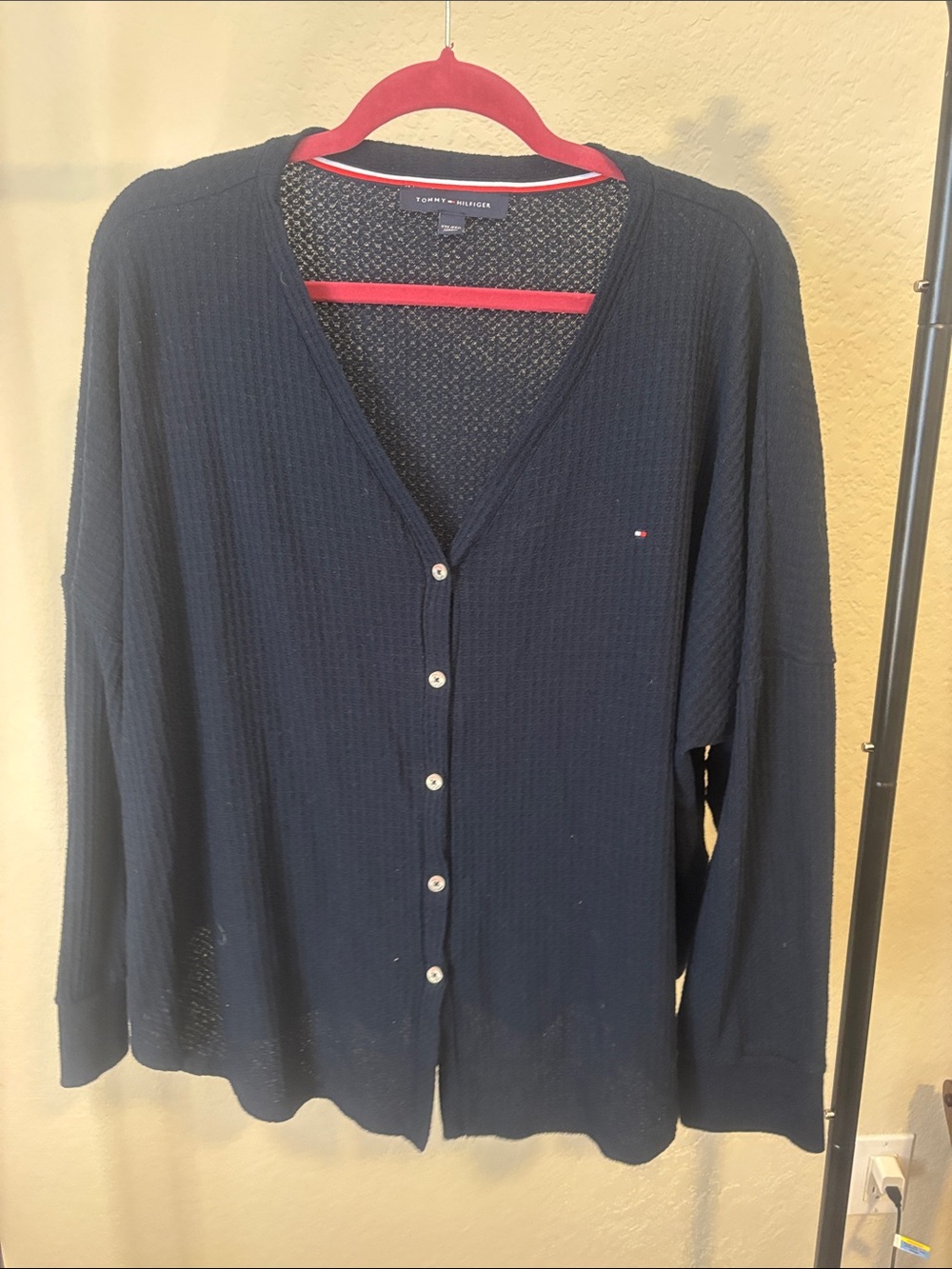 Tommy Hilfiger Navy Sweater with Red & White Trim